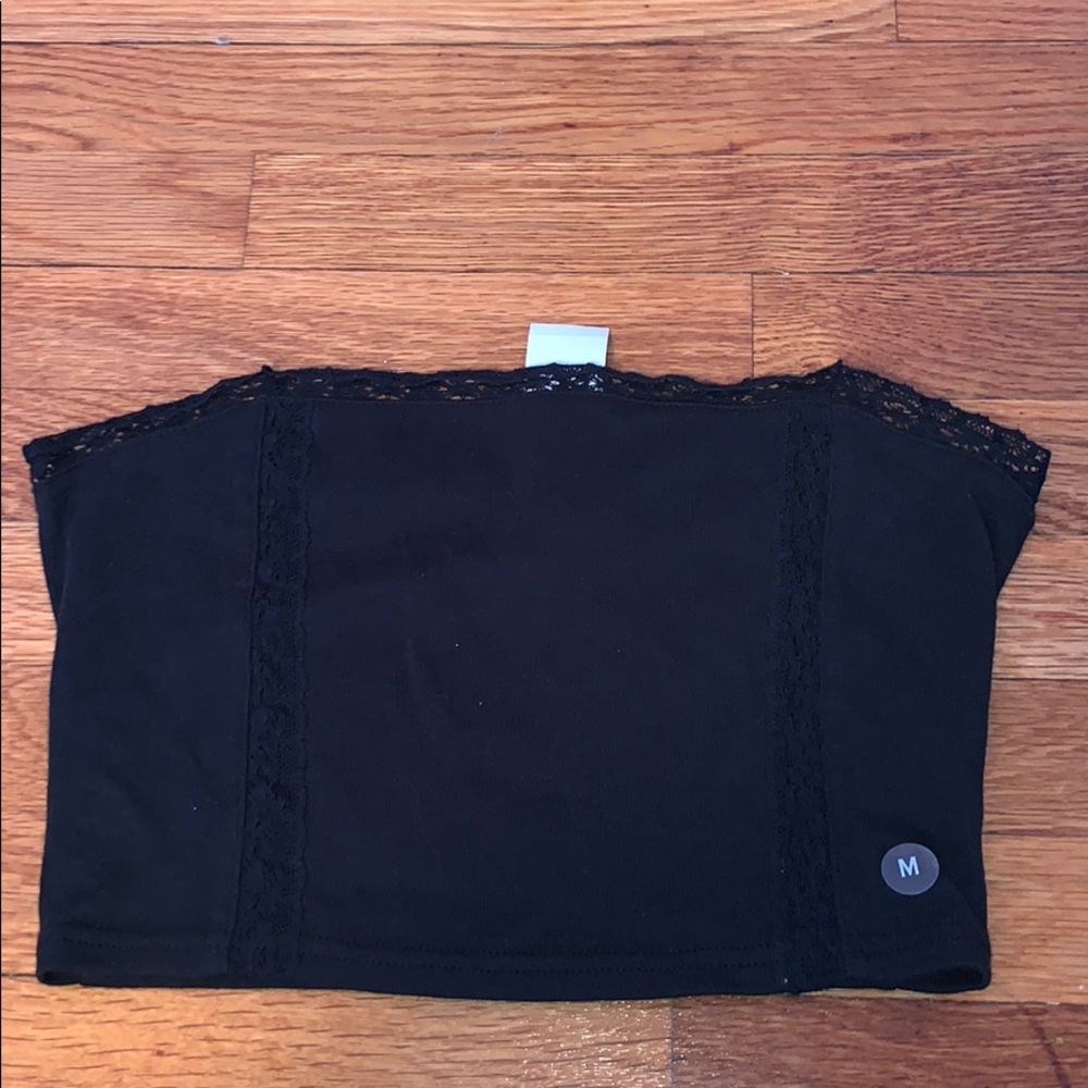 black tube tops with lace on front